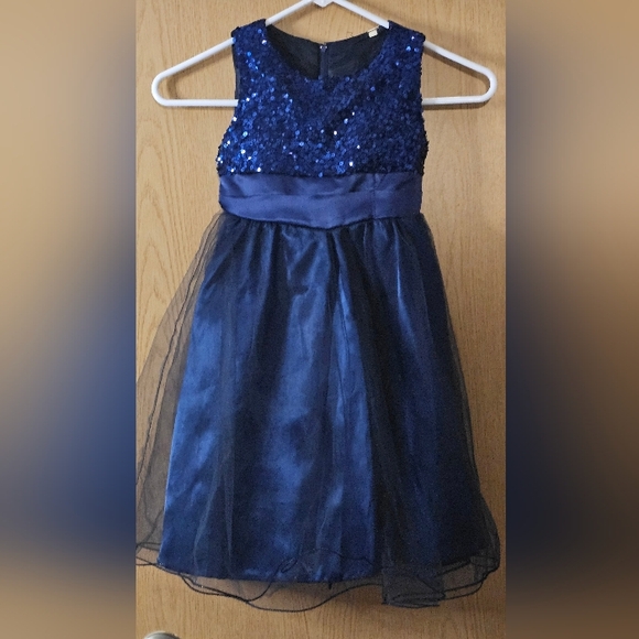 Sparkling Sequin Navy Blue Formal Kids Dress - Picture 1 of 4